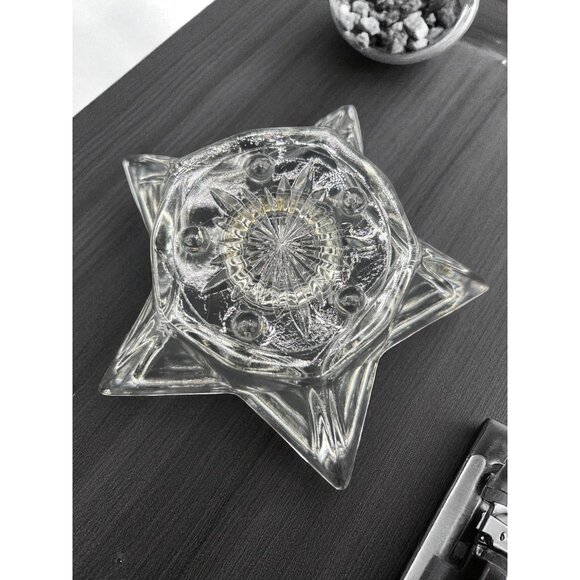 Set of 3 Vintage 5-6 point Glass Star Taper Candle Holders - Picture 5 of 7